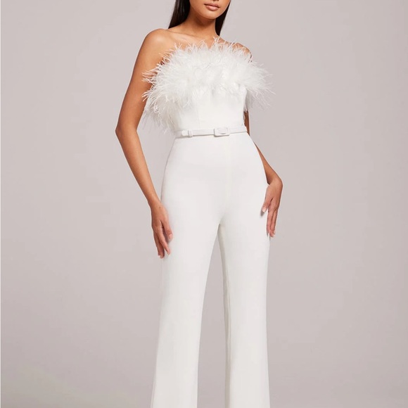 NADINE MERABI Colette White Jumpsuit - Picture 1 of 13